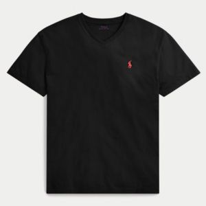Polo Ralph Lauren classic black v-neck t-shirt with red emblem.